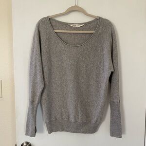 Athleta 100% Cashmere Light Gray Women's Wide Neck Sweater